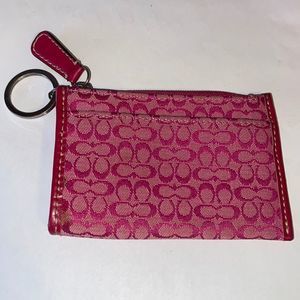 Coach Pink Cardholder Wallet Keychain Fob
